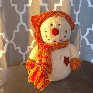 Adorable Christmas Snowman Plush Stuffed/Knitted Doll